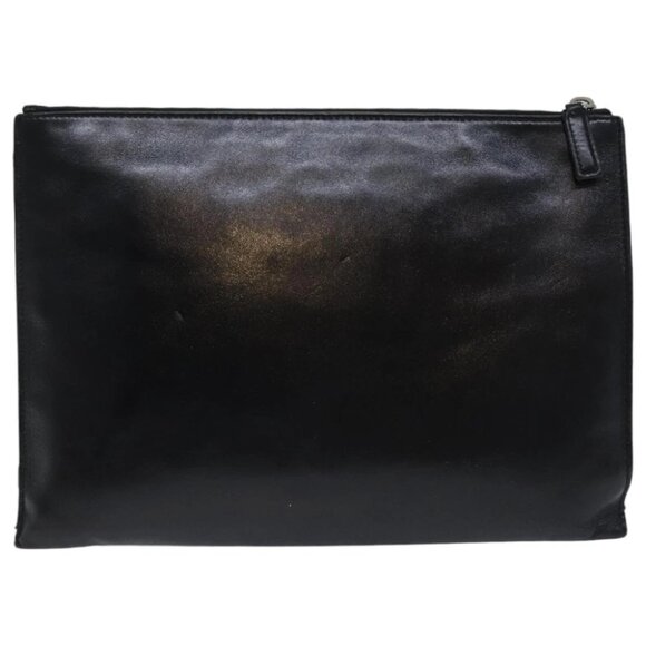 SAINT LAURENT Clutch Bag Leather Black Silver Auth bs18804 - Picture 6 of 16